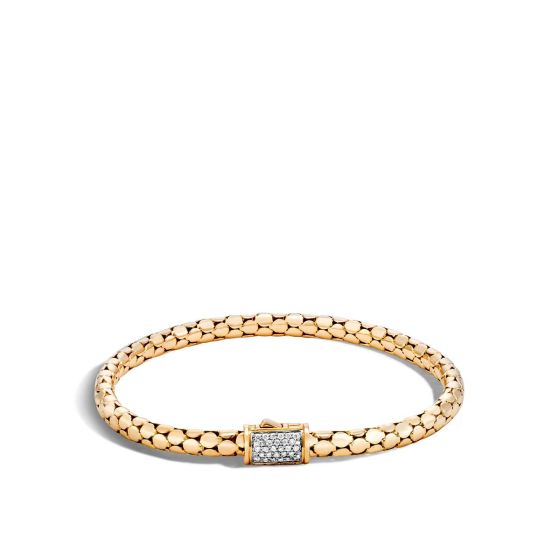 John Hardy Women's Dot 18K Yellow Gold & Diamond Pave Slim Pusher Clasp Bracelet BGX39102DIX