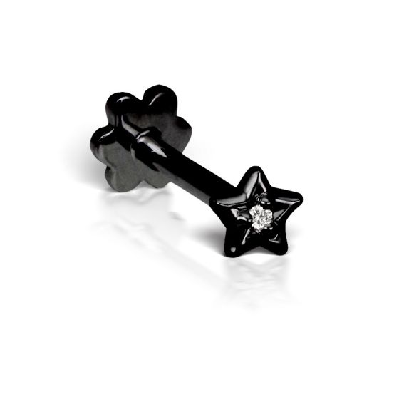 Maria Tash 18K Black Gold Diamond Solitaire Star Threaded Stud With a 6.5MM Post