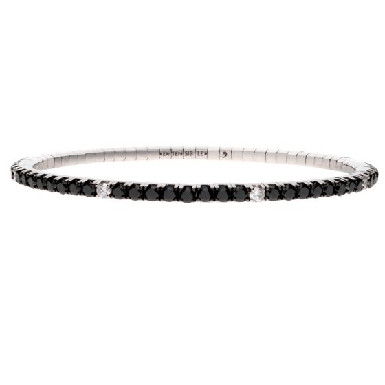 Roberto Demeglio "Extensible" 18K White Gold Stretch White And Black Diamonds Tennis Bracelet