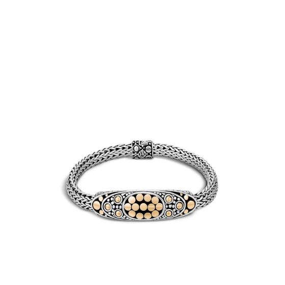 John Hardy Dot 18K Yellow Gold and Silver Station 6.5MM Bracelet 
