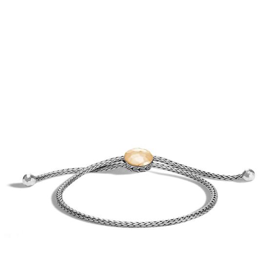 John Hardy Classic Chain Silver and Hammered Gold Pull Through Bracelet