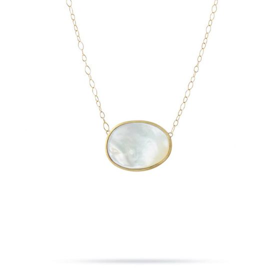 CB1872-MPW-Y Marco Bicego Lunaria White Mother of Pearl Pendant in Yellow Gold