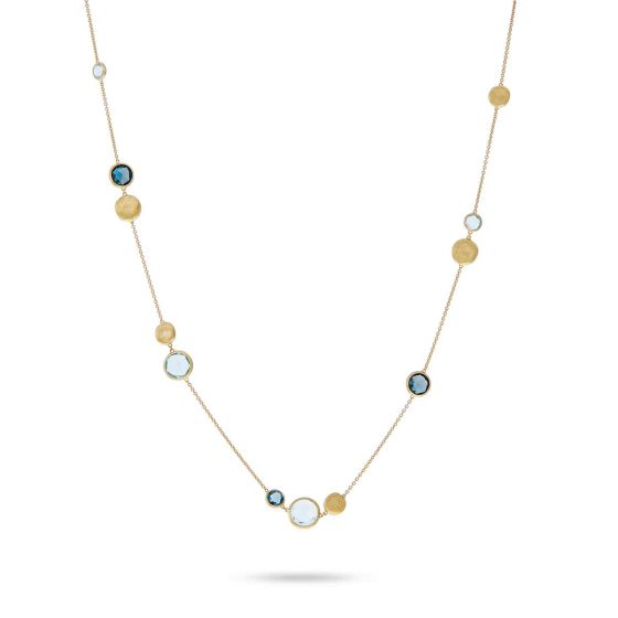 Marco Bicego Jaipur Color 18K Yellow Gold and Mixed Blue Topaz Necklace CB1485 MIX725 Y 02