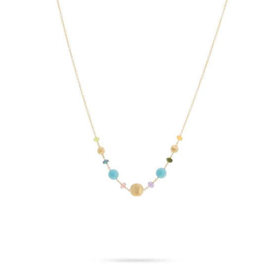 Marco Bicego Africa 18K Yellow Gold Gemstone and Turquoise Necklace CB2323-TUMIX02Y