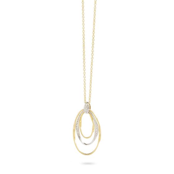 Marco Bicego Marrakech Onde 18K Yellow Gold Diamonds link Pendant Necklace CG815 B YW