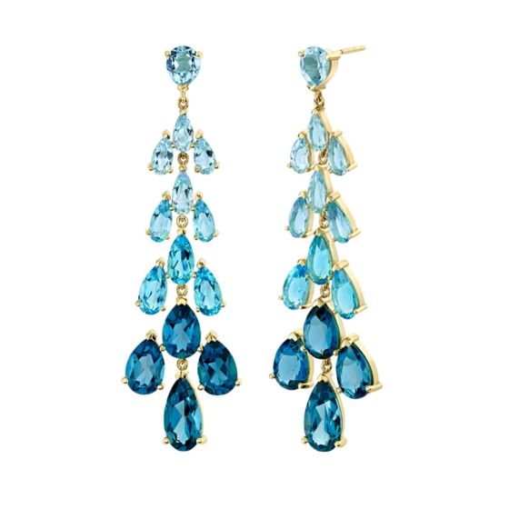 Sloane Street 18K Yellow Gold Blue Topaz Ombre Chandelier Earrings 