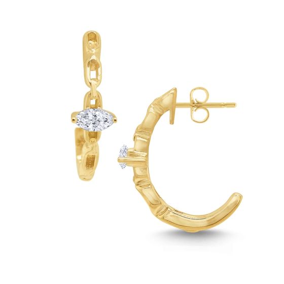 Marquise Diamond and gold hoop earrings 