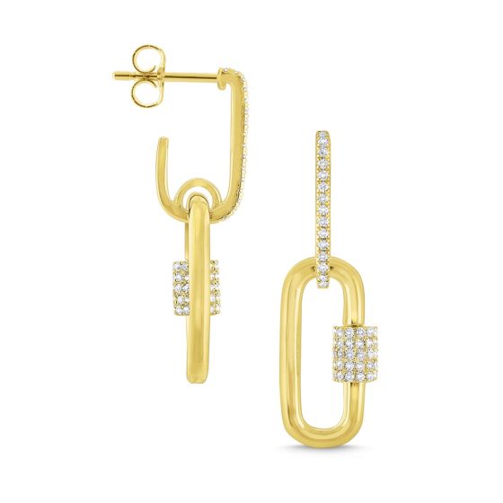 James Free 14K Yellow And White Gold Charm holder Lock Dangle Earrings