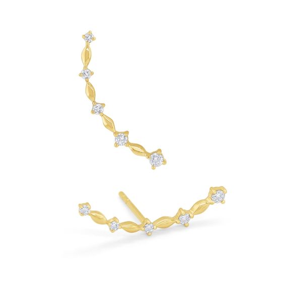James Free 14K Yellow Gold Crescent Diamond Earrings