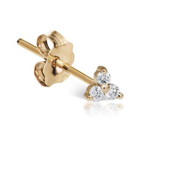 Maria Tash 18K Yellow Gold Diamond Trinity Earring- Friction Back