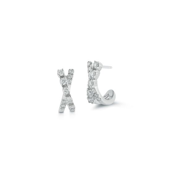 Dana Rebecca 14k White Gold Ava Bea Crossover Mini Huggies 
