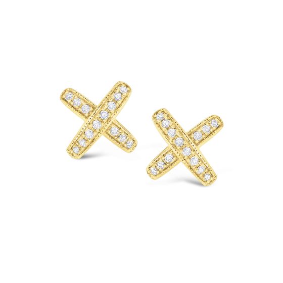 James Free 14K Yellow Gold Diamond "X" Earrings 