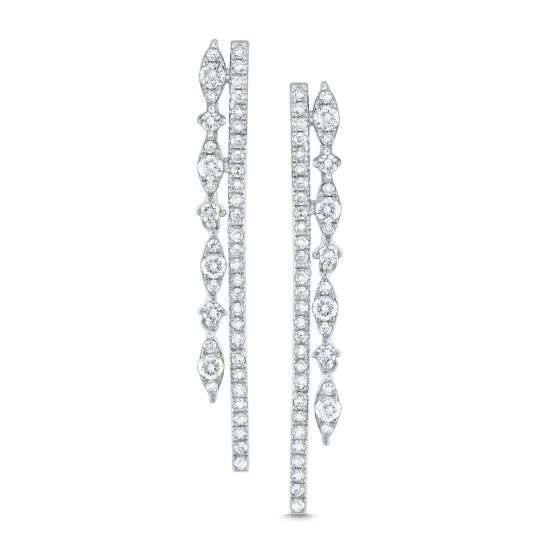 James Free 14K White Gold Double Dangle Diamond Earrings 