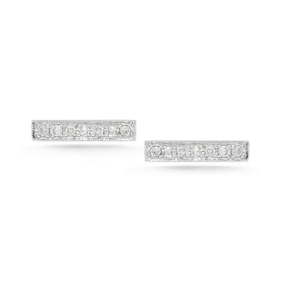 Dana Rebecca 14K White Gold Diamond Bar Stud Earrings E772