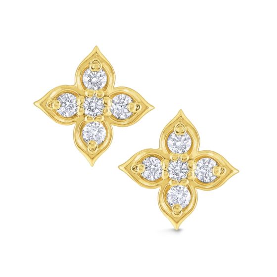 Diamond and Gold Flower Studs 