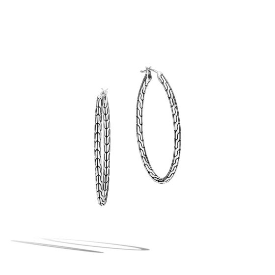 John Hardy Classic Chain Silver Large Oval Hoop Earring