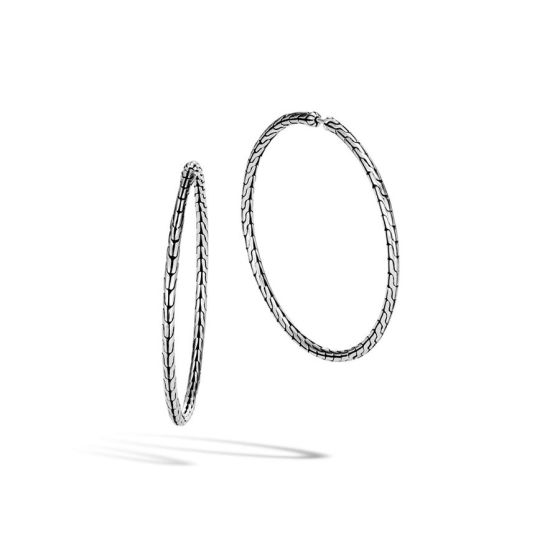 John Hardy Classic Chain Sterling Silver Large 45mm Hoop Earrings EB90374