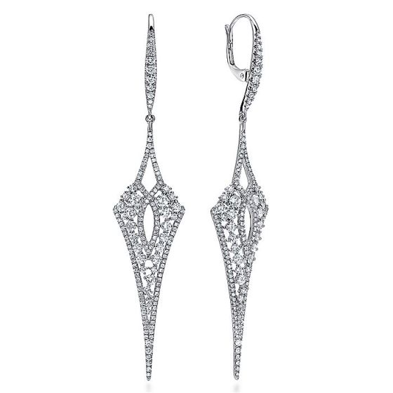 Gabriel & Co. 18K White Gold Long Diamond Kite Drop Earrings EG12983W84JJ