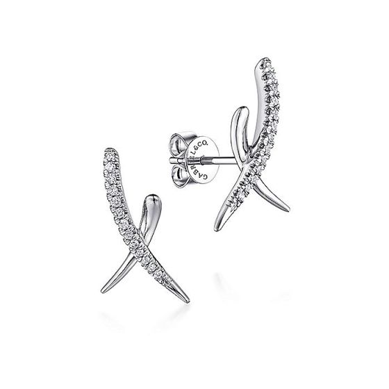 Gabriel & Co. 14K White Gold Diamond X Stud Earrings EG13413W45JJ