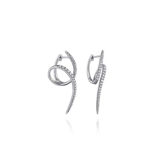 Gabriel & Co. 14K White Gold Swirling 40mm Diamond Huggies EG13486W45JJ