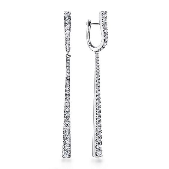 Gabriel & Co. 18K White Gold Long Diamond Bar Huggies EG13527W84JJ