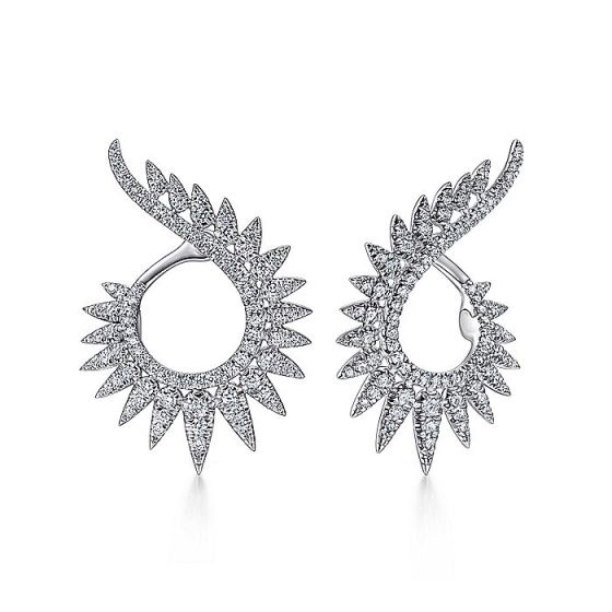 Gabriel & Co. 14K White Gold Dramatic Open Loop Diamond Bypass Hoops EG13805W45JJ
