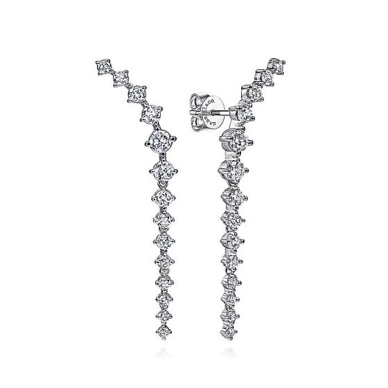 Gabriel & Co. 18K White Gold Curved Diamond Linear Stud Earrings EG13910W84JJ