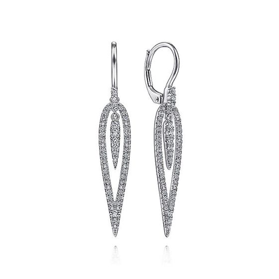 Gabriel & Co. 14K White Gold Diamond Teardrop Earrings with Center Drops EG13943W45JJ