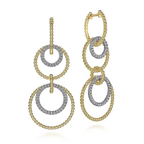 Gabriel & Co. 14K White-Yellow Gold Diamond Huggie Drop Earrings EG14352M45JJ
