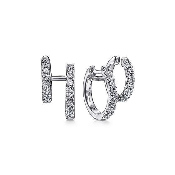 Gabriel & Co. 14K White Gold Diamond Double Huggie Earrings EG14517W45JJ