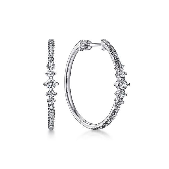Gabriel & Co. 14K White Gold 30mm Diamond Classic Hoop Earrings EG14521W45JJ