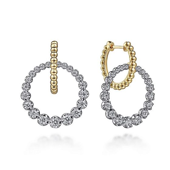 Gabriel & Co. 14K White-Yellow Gold Bujukan Diamond Circle Huggies EG14724M45JJ