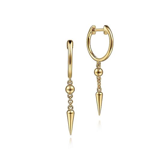 Gabriel & Co. 14K Yellow Gold Bujukan Huggie Drop Spike Earrings EG14740Y4JJJ