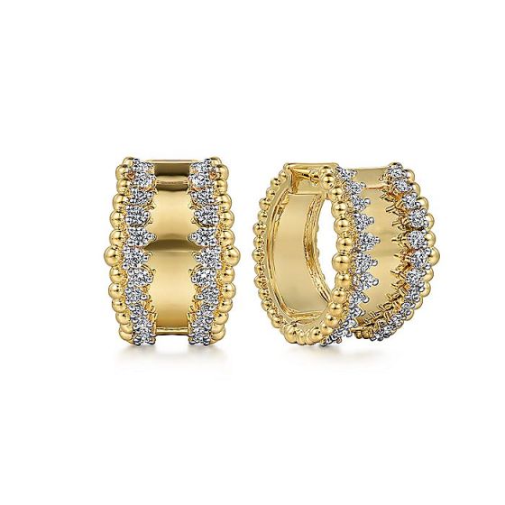 Gabriel & Co. 14K Yellow Gold Bujukan Diamond Hoop Earrings EG14873Y45JJ