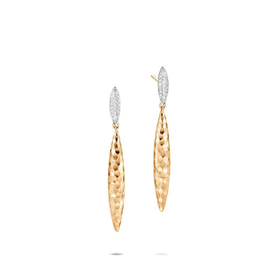 John Hardy Classic Chain Spear 18K Yellow Gold & Diamond Pave Drop Earrings EGX905592DI