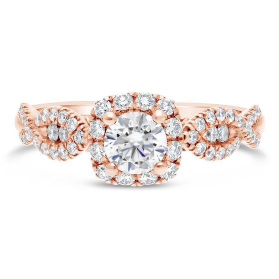 Twist Halo Rose Gold Engagement Ring
