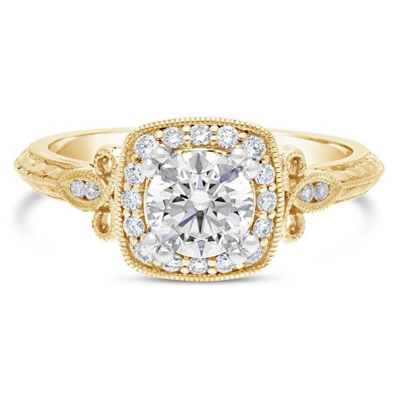 Yellow GOld Vintage Diamond Halo