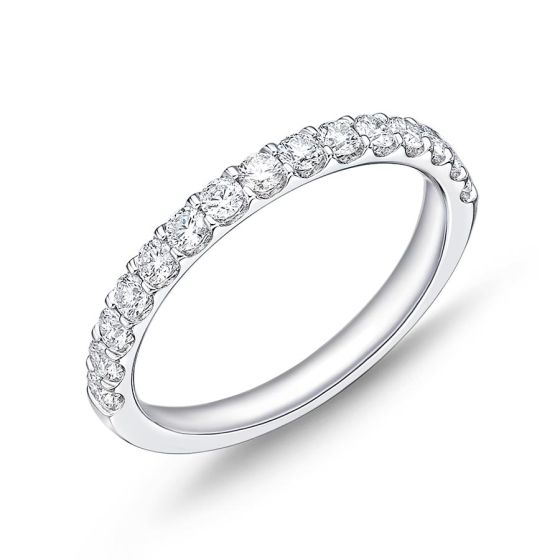 Memoire Odessa Shared Prong 0.52ctw Diamond 18K White Gold Wedding Band EROD204