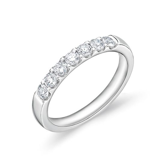 Memoire Odessa Shared Prong 0.51ctw Diamond 18K White Gold Wedding Band EROD291