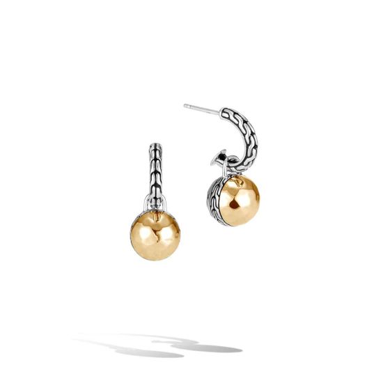 John Hardy Classic Chain Hammered 18K Gold and Silver Transformable Drop Earring