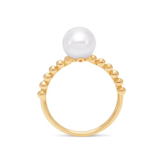 James Free 14K Yellow Gold Bead Shank Pearl Ring - FINAL SALE 