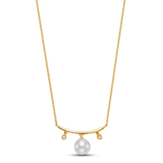 James Free 14K Yellow Gold Diamond and Pearl Dangle Necklace - FINAL SALE 