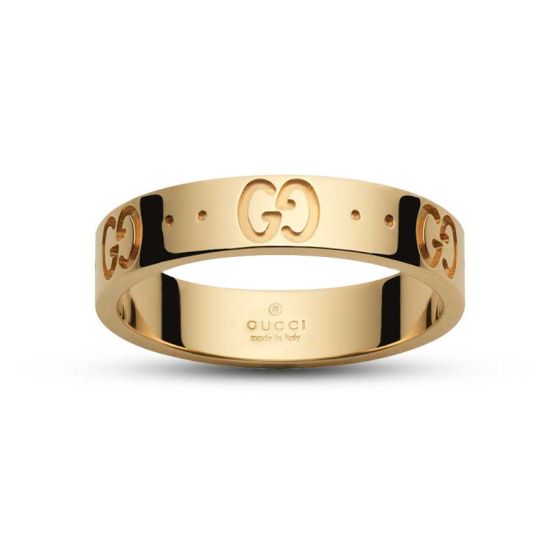 Gucci Icon Ring with Thin Double G Engraved in 18kt Yellow Gold YBC073230001