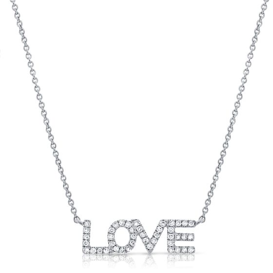James Free 14K White Gold "LOVE" Script Necklace