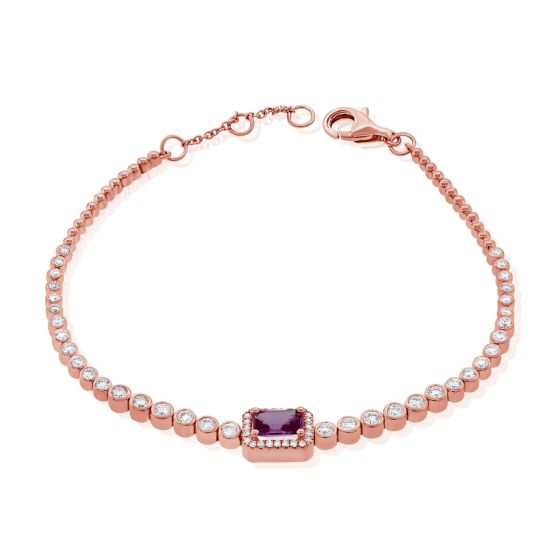 James Free 14K Rose Gold Diamond Pink Sapphire Bracelet