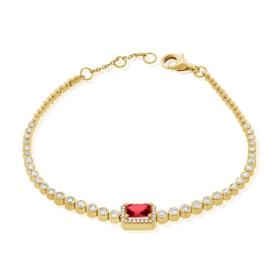 James Free 14K Yellow Gold Ruby Diamond Bracelet