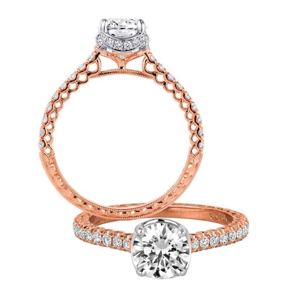 Jack Kelege Two-Tone Gold Diamond Shank Engagement Ring