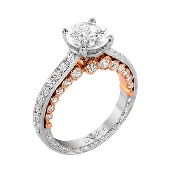Jack Kelege Two-Tone Three Sided Diamond Engagement Ring