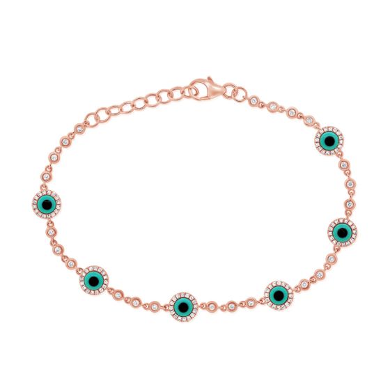 James Free 14K Rose Gold Evil Eye Diamond Bracelet 
