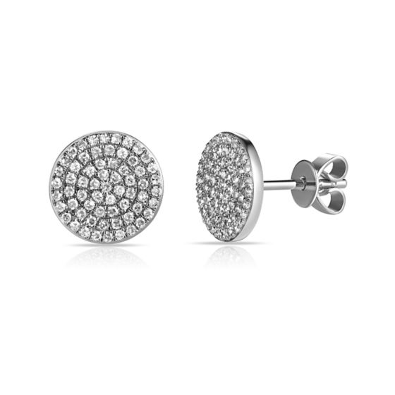 James Free 14K White Gold Large Round Diamond Studs Earrings